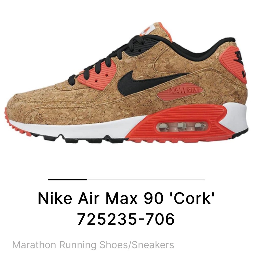 ‘Cork’ Nike Air Max 90, neon pink, size 8.5